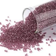 TOHO Round Seed Beads, Japanese Seed Beads, (356) Inside Color Light Amethyst/Fuscia Lined, 15/0, 1.5mm, Hole: 0.7mm, about 15000pcs/50g(SEED-XTR15-0356)