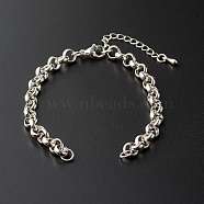 304 Stainless Steel Rolo Chain Bracelet, Belcher Chain, with 304 Stainless Steel Jump Rings, with Brass Chain Extender, Silver, 6-1/2 inch(16.5cm)(X-AJEW-JB01012)