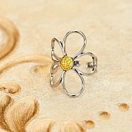 Hollow Flower Alloy Open Cuff Ring, Platinum, Inner Diameter: 17~19mm(FS-WGDF3EE-01)