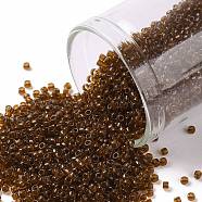 TOHO Round Seed Beads, Japanese Seed Beads, (2152) Transparent Dark Golden Amber, 15/0, 1.5mm, Hole: 0.7mm, about 3000pcs/10g(X-SEED-TR15-2152)