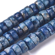 Natural African Pyrite Beads Strands, Dyed, Heishi Beads, Flat Round/Disc, 4~4.5x2mm, Hole: 0.8mm, about 179 pcs/Strand, 15.94 inch(40.5 cm)(G-D0006-E01-A-02)