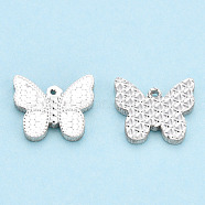 925 Sterling Silver Charms, Butterfly, Silver, 9.5x11x1.5mm, Hole: 0.8mm(STER-T006-02)