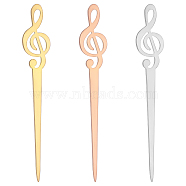 3Pcs 3 Colors Stainless Steel Sealing Wax Mixing Stirrers, Sealing Wax Sticks, Musical Note, Mixed Color, 100x16mm, 1pc/color(STAS-UN0040-10)