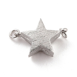 Anti-Tarnish Rhodium Plated 925 Sterling Silver Magnetic Clasps, With Jump Rings, Textured Star, Platinum, 14x10x5mm, Hole: 1.2mm(STER-A001-04P)