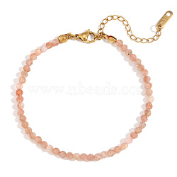Natural Sunstone Beaded Bracelets for Women, Round, Inner Diameter: 6-3/4 inch(17cm)(PW7848-7)