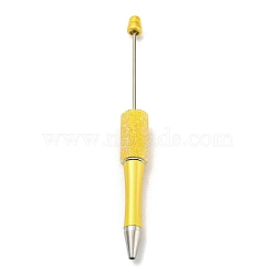 Plastic Ball-Point Pen, Rhinestone Beadable Pen, for DIY Personalized Pen with Jewelry Bead, Yellow, 144x14.5mm(OFST-E003-01D)