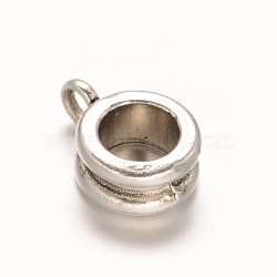 Tibetan Style Alloy Tube Bails, Loop Bails, Rondelle Bail Beads, Lead Free & Cadmium Free, Antique Silver, 12x8x4mm, Hole: 2mm, Inner Diameter: 5mm(X-PALLOY-ZN42934-AS-RS)