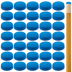 50Pcs PU Leather Billiard Pool Cue Tips Replacement Tips, Flat Round, Blue, 14x6mm(AJEW-WH20020-516D-01)