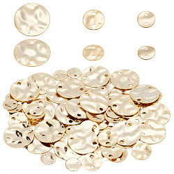 Elite 90Pcs 3 Styles Brass Connector Charms, Flat Round, Twist Round Links, Real 24K Gold Plated, 6~12x0.8~1mm, Hole: 0.8~1.4mm, 30pcs/style(KK-PH0005-80)