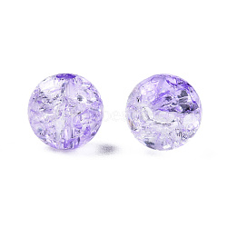 Transparent Crackle Acrylic Beads, Round, Lilac, 8x7.5mm, Hole: 1.8mm, about 1700pc/500g(CACR-N002-19B)