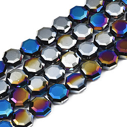 Electroplate Glass Beads Strands, AB Color Plated, Faceted, Octagon, Medium Blue, 7~8x7~8x4mm, Hole: 1.2mm, about 72pcs/strand, 20.47 inch(52cm)(EGLA-N002-27-G03)