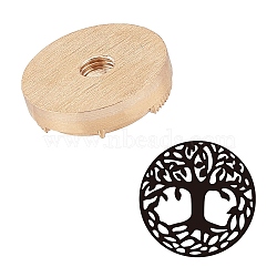 DIY Scrapbook, Brass Wax Seal Stamp Head, for Cake/Wood/Leather, Flat Round, Golden, Tree Pattern, 30mm(AJEW-WH0151-007)