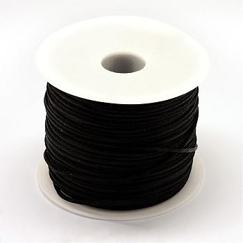 Nylon Thread, Rattail Satin Cord, Black, 1.5mm, about 100yards/roll(300 feet/roll)