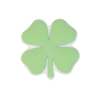 Clover Food Grade Silicone Beads, Silicone Teething Beads, Light Green, 30x29x8mm