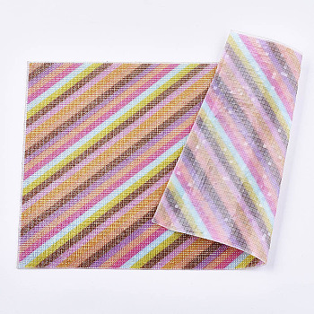 Glitter Hotfix Resin Rhinestone, Iron on Patches, for Trimming Cloth Bags and Shoes, Stripe Pattern, Colorful, 40x24cm
