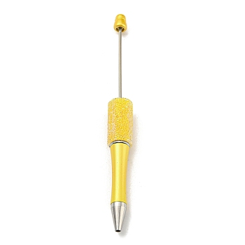 Plastic Ball-Point Pen, Rhinestone Beadable Pen, for DIY Personalized Pen with Jewelry Bead, Yellow, 144x14.5mm
