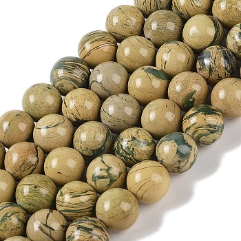 Natural Verdite Stone Beads Strands, Round, 10mm, Hole: 1.2mm, about 37~39pcs/strand, 14.69''(37.3cm)