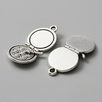 Tibetan Style Alloy Pendants, Makeup Palette Charms, Antique Silver, 33x16x4mm, Hole: 1.8mm