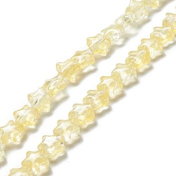 Transparent Glass Beads Strand, Star, Yellow, 8~8.5x8~8.5x3.5~4mm, Hole: 1mm