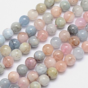 Natural Morganite Round Bead Strands, 8mm, Hole: 1mm, about 47pcs/strand, 15.5 inch