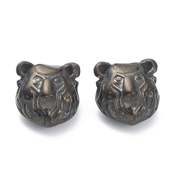 304 Stainless Steel Beads, Lion, Gunmetal, 13.5x12.5x8.5mm, Hole: 2.5mm