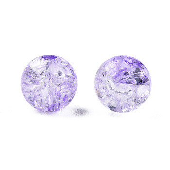 Transparent Crackle Acrylic Beads, Round, Lilac, 8x7.5mm, Hole: 1.8mm, about 1700pc/500g