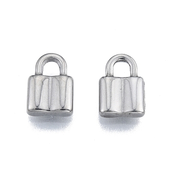 304 Stainless Steel Charms, Lock, Stainless Steel Color, 12x8x3mm, Hole: 3x3mm