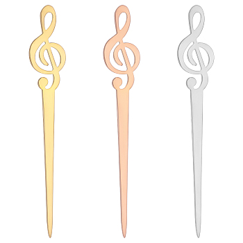 3Pcs 3 Colors Stainless Steel Sealing Wax Mixing Stirrers, Sealing Wax Sticks, Musical Note, Mixed Color, 100x16mm, 1pc/color