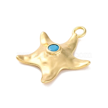 Summer Beach Brass Pave Dyed Synthetic Turquoise Pendants(KK-U042-15G)-2