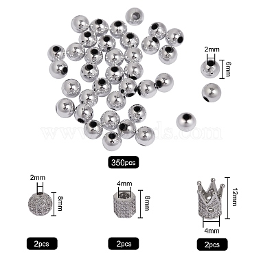 6pcs 3 styles de perles en laiton micro pavé de zircone cubique(ZIRC-SZ0001-17)-2
