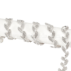 Glass Crystal Rhinestone Chains, Leaf, Silver, 14~18.5mm(FIND-WH0126-706S)