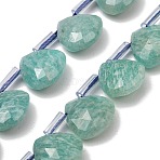 Natural Amazonite Beads Strands, Faceted Teardrop, with Plastic Tube Beads, 12x12~12.5x5.5~6mm, Hole: 1mm, about 28pcs/strand, 15.75 inch(40cm)(G-C292-A11-01)