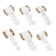 Fashewelry 6 Yards 6 Style Organza Lace Trim, Flat with Flower, White, 1 yard/style(ORIB-FW0001-01)