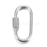 304 Stainless Steel Screw Carabiner Lock Charms, for Necklaces Making, Oval, Stainless Steel Color, 21x11x4mm, Screw: 7x4mm(STAS-H107-04A-P)