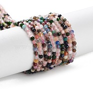 Natural Mixed Gemstone Beads Strands, Faceted, Round, 2~2.5mm, Hole: 0.5mm, about 180~200pcs/strand, 14.5~16.1 inch(37~41cm)(G-F619-21-2mm)