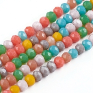 Faceted Glass Beads Strands, Imitation Jade Style, Rondelle, Mixed Color, 3~3.5x2.5~3mm, Hole: 0.6mm, about 135pcs/Strand, 14.65 inch(37.2cm)(X-GLAA-G074-B03)