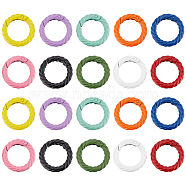 Elite 20Pcs 10 Colors Zinc Alloy Spring Gate Rings, Twisted Round Ring, Mixed Color, 28.5x5mm, 2pcs/color(FIND-PH0017-36)