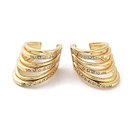 Brass Micro Pave Cubic Zirconia Cuff Earrings, Split Non Piercing Earrings, Real 18K Gold Plated, 16x13mm(EJEW-D088-10G)