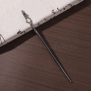 Alloy Rhinestone Hair Pin, Chinese Ancient Hair Sticks, Gunmetal, 195x11mm(PW-WG20F17-02)