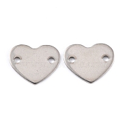 201 Stainless Steel Links Connectors, Heart, Stainless Steel Color, 10x12.5x0.8mm, Hole: 1.4mm(STAS-K217-45)