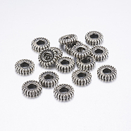 CCB Plastic Beads, Flat Round, Antique Silver, 10x2.5mm, Hole: 4mm(CCB-G007-16AS)