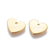 201 Stainless Steel Charms, Stamping Blank Tag, Heart, Golden, 11x13x1.2mm, Hole: 1mm(STAS-G190-28G)