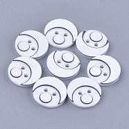 Resin Buttons, 2-Hole, Flat Round, White, 15x3mm, Hole: 2mm, about 1000pcs/bag(BUTT-Q041-06A-08)