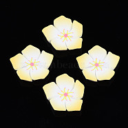 Spray Painted Opaque Resin Cabochons, Flower, Lemon Chiffon, 23x23x5mm(CRES-S302-54)