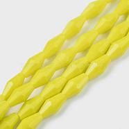 Opaque Glass Beads Strands, Faceted, Bicone, Yellow, 12x6mm, Hole: 1mm, about 50pcs/Strand, 23.98''(60.9cm)(GLAA-P001-03B-02)