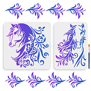 US 1 Set PET Hollow Out Drawing Painting Stencils, with 1Pc Art Paint Brushes, for DIY Scrapbook, Photo Album, Horse, 297~300x210~300mm, 2pcs/set(DIY-MA0004-01)