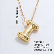 Stainless Steel Party Balloon Letter Pendant Cable Chain Necklaces for Women, Golden, Letter I, 15.75 inch(40cm)(YF1942-9)