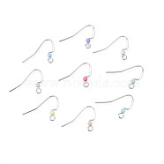 304 Stainless Steel Earring Hooks, Flat Earring Hooks, Ear Wire, with Acrylic Beads and Horizontal Loop, Stainless Steel Color, Mixed Color, 17x22mm, Hole: 2mm, 22 Gauge, Pin: 0.6mm(STAS-S057-62)