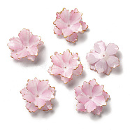 Golden Edge Flower Bead Cap, for DIY Jewelry Making, Pearl Pink, 30~32x10~12mm, Hole: 1~1.1mm(X-SACR-C002-33)