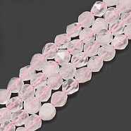 Natural Rose Quartz Beads Strands, Faceted, Round, 7.5~8x7~8x7~8mm, Hole: 1mm, about 47pcs/14.9 inch(G-S300-96-8mm)